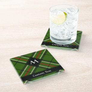 Green, Black, Red and White Tartan Glass Coaster