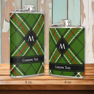 Green, Black, Red and White Tartan Hip Flask