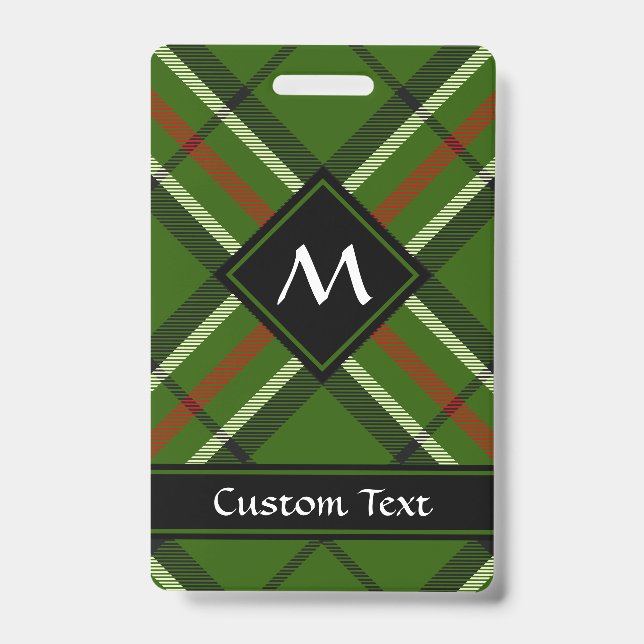 Green, Black, Red and White Tartan ID Badge (Front)