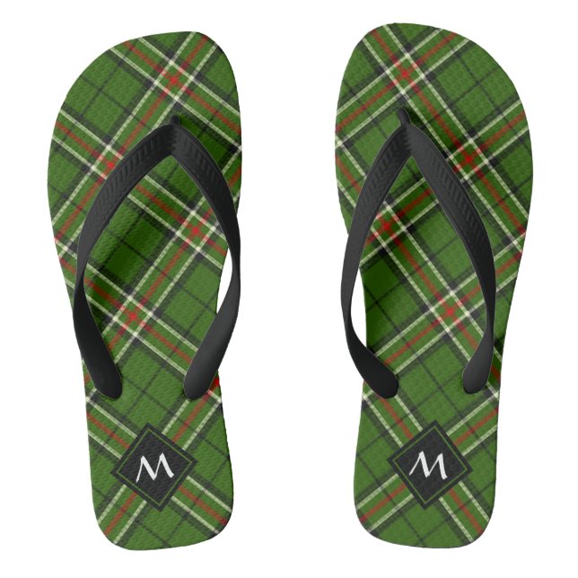 Green, Black, Red and White Tartan Jandals (Footbed)