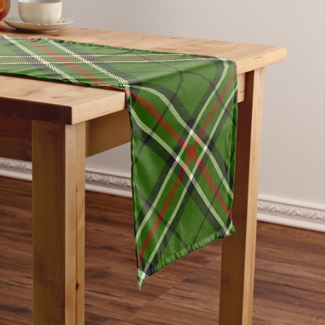 Green, Black, Red and White Tartan Long Table Runner (In Situ)