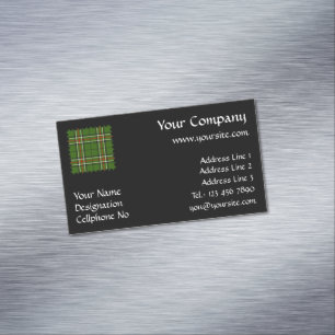 Green, Black, Red and White Tartan Magnetic Business Card