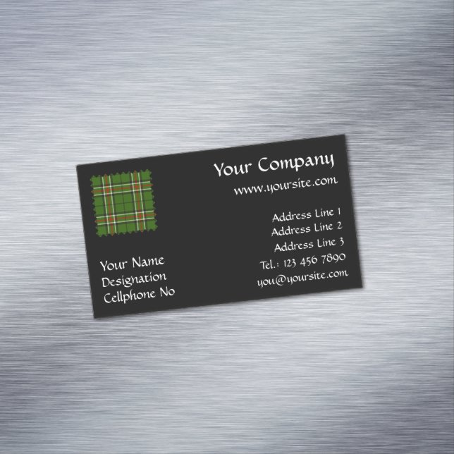 Green, Black, Red and White Tartan Magnetic Business Card (In Situ)