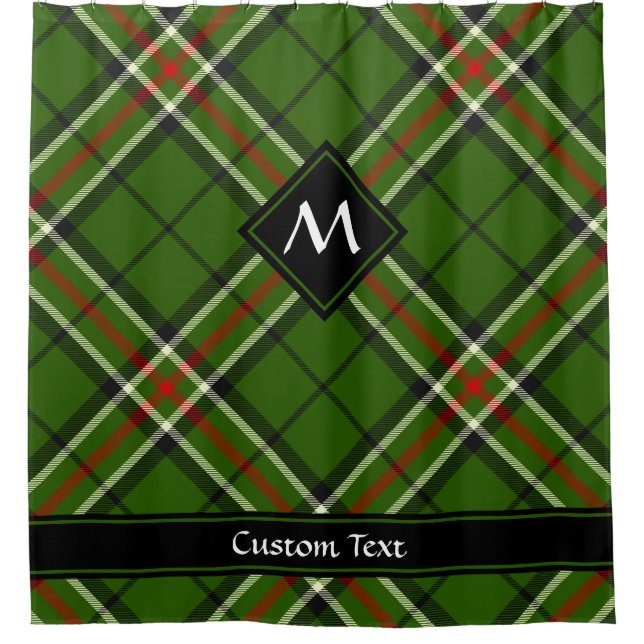 Green, Black, Red and White Tartan Shower Curtain (Front)