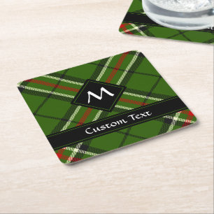 Green, Black, Red and White Tartan Square Paper Coaster