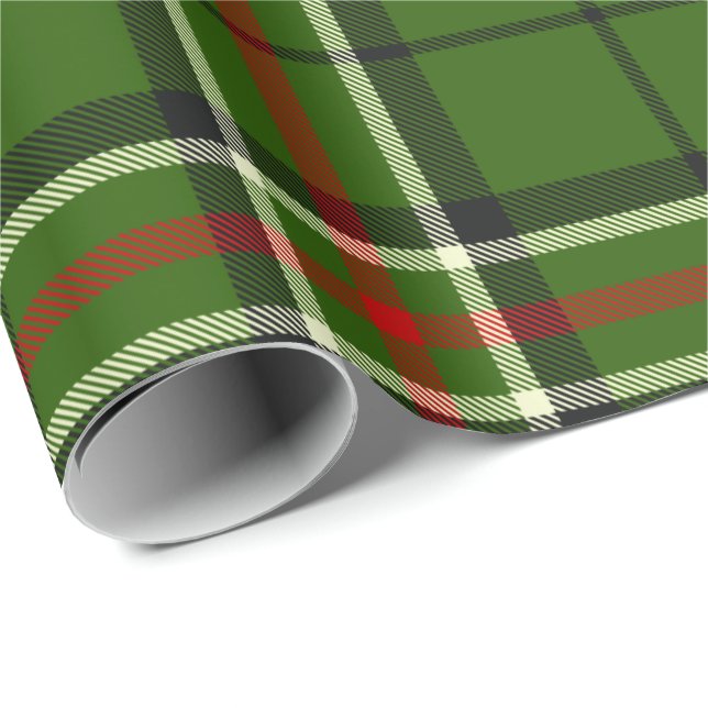 Green, Black, Red and White Tartan Wrapping Paper (Roll Corner)