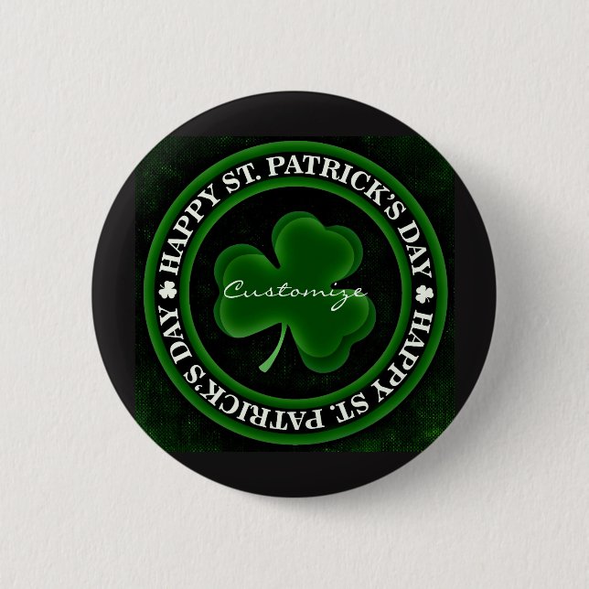 green/black Shamrock St Patrick's Day Irish Pride 6 Cm Round Badge (Front)