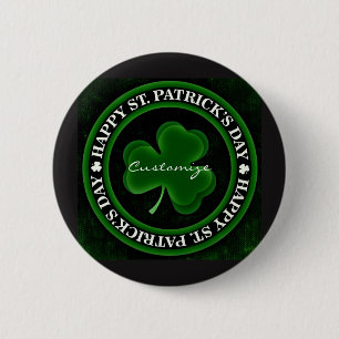 green/black Shamrock St Patrick's Day Irish Pride 6 Cm Round Badge