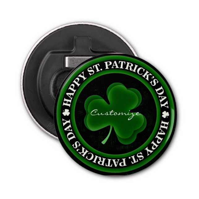 green/black Shamrock St Patrick's Day Thunder_Cove Bottle Opener (Front)