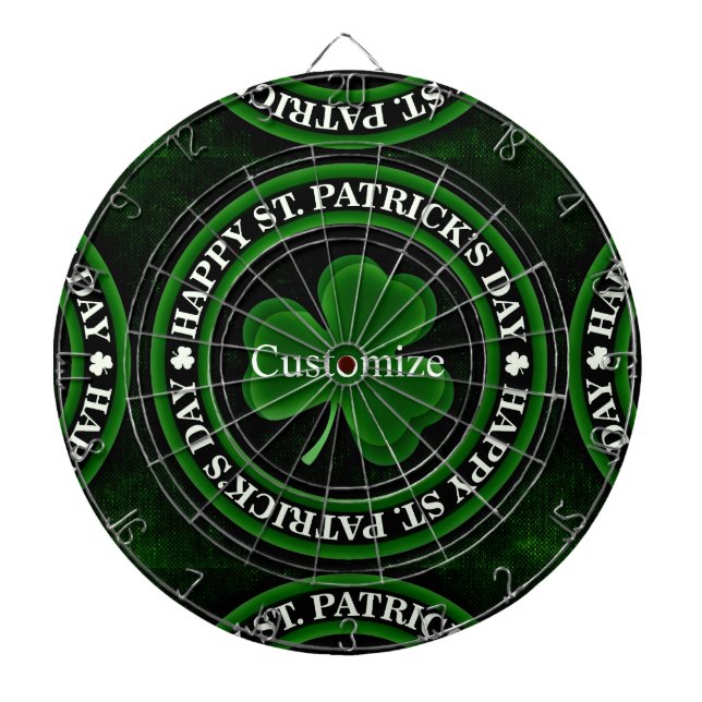 green/black Shamrock St Patrick's Day Thunder_Cove Dartboard (Front)