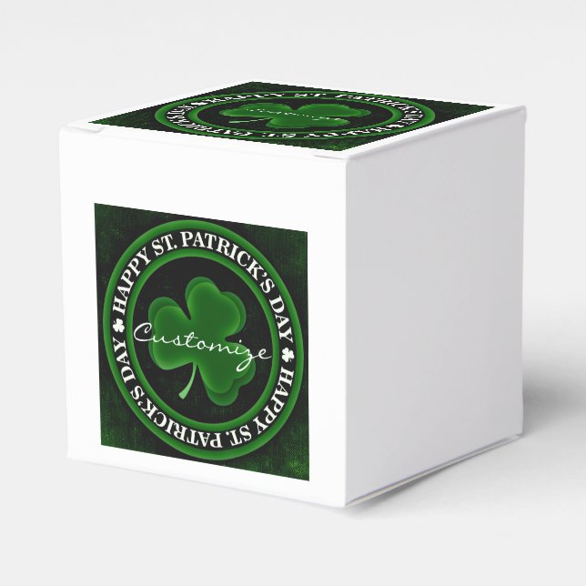 green/black Shamrock St Patrick's Day Thunder_Cove Favour Box (Front Side)