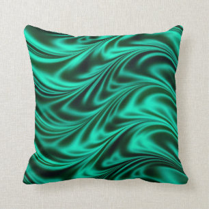 Green black silky waves cushion