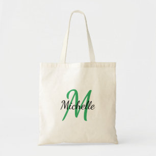 Green & Black Simple Monogram Classic Trendy Tote Bag