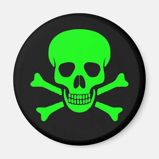 Green & Black Skull & Crossbones Magnet (Front)