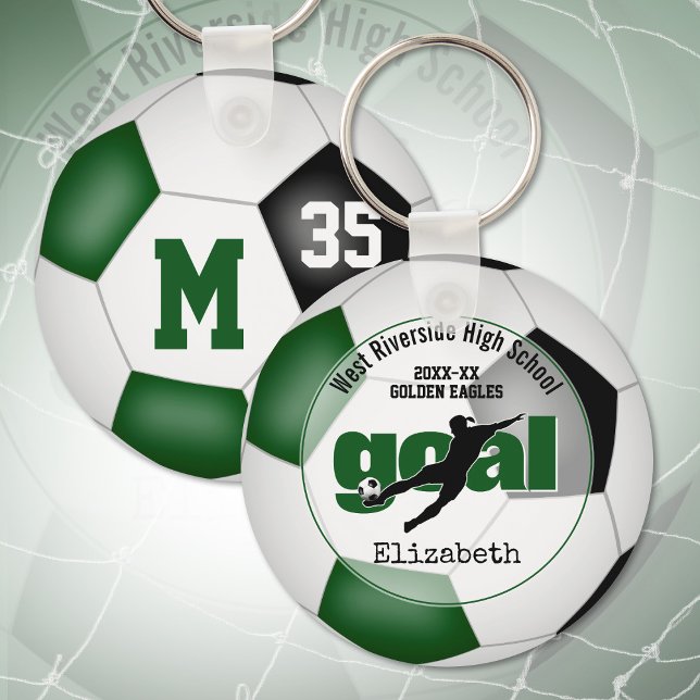 green black soccer goal girls team name key ring (Creator Uploaded)