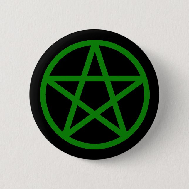 Green Black Solid Pentacle Button (Front)