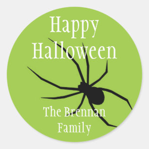 Green black spider halloween custom name gift tag