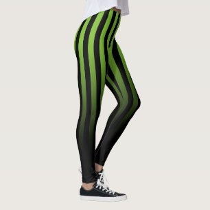 Green Black Stripe Fade To Black Leggings