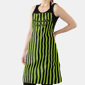 Green Black Stripe Halloween Colours Apron