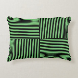 Green Black Stripes Pattern Decorative Cushion