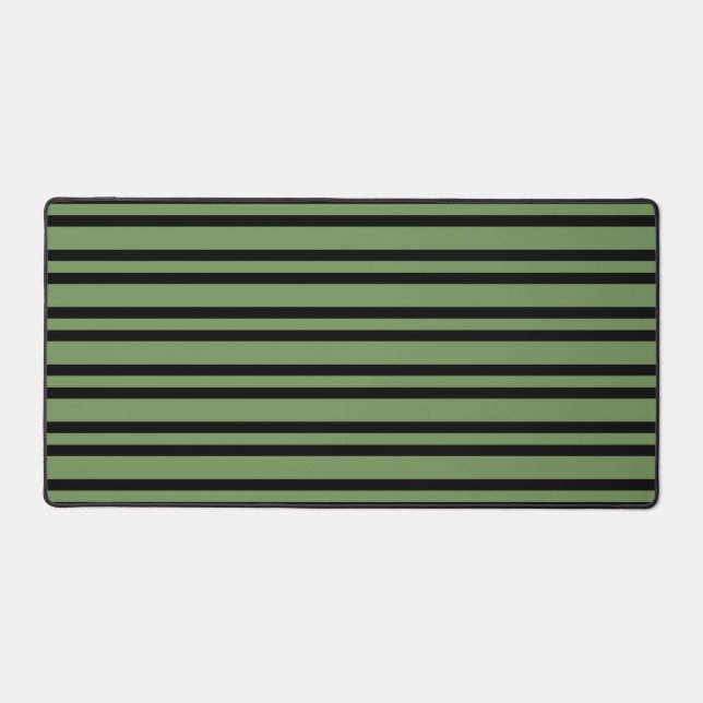 Green Black Stripes Pattern Desk Mat (Front)