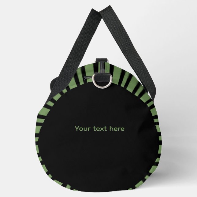 Green Black Stripes Personalize Pattern Large Duffle Bag (Left)