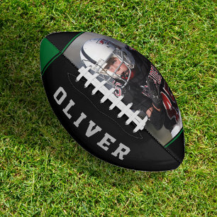 Green Black Stripes Player's Name Photo Football