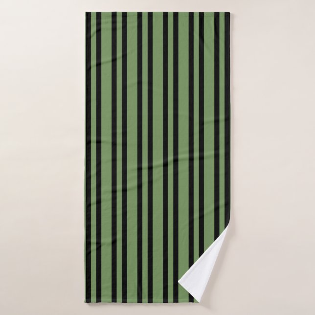 Green Black Stripes Seamless Pattern Bath Towel (Bath Towel)