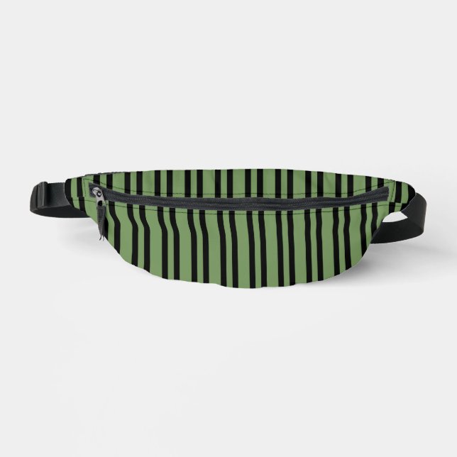 Green Black Stripes Seamless Pattern Bum Bags (Front)
