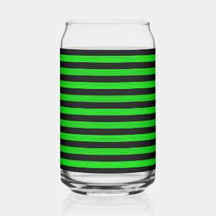 Green Black Stripes Seamless Pattern Can Glass