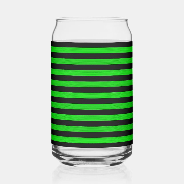 Green Black Stripes Seamless Pattern Can Glass (Front)