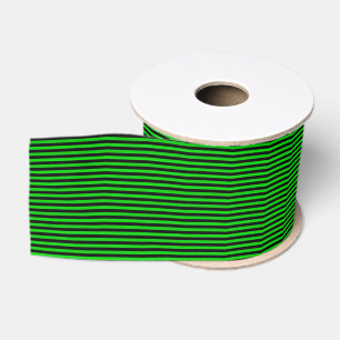 Green Black Stripes Seamless Pattern Grosgrain Ribbon