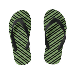 Green Black Stripes Seamless Pattern Kid's Jandals