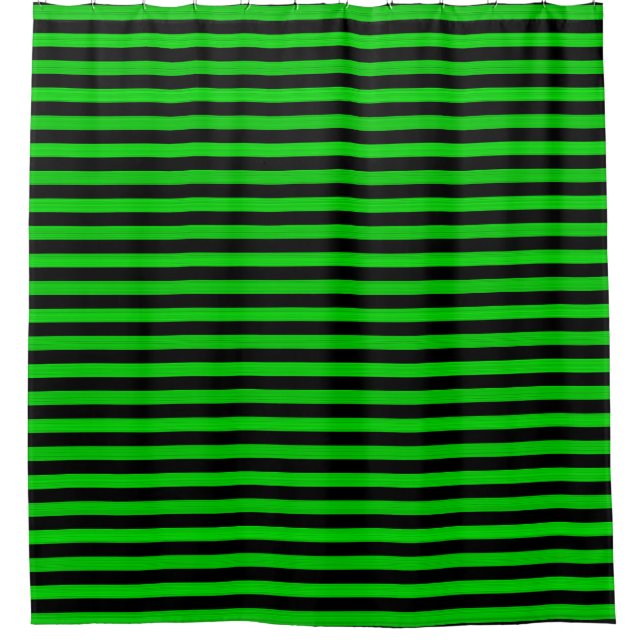 Green Black Stripes Seamless Pattern Shower Curtain (Front)
