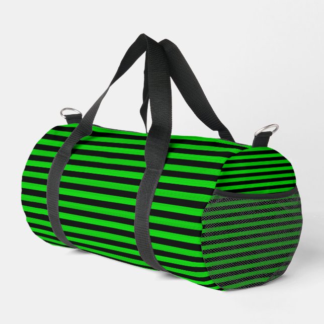 Green Black Stripes Seamless Pattern Small Duffle Bag (Right Corner)