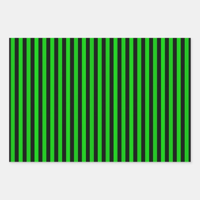 Green Black Stripes Seamless Pattern Wrapping Paper Sheet (Front)