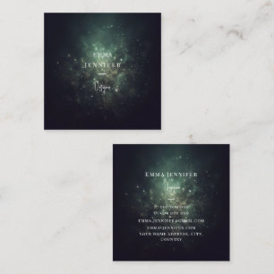 Green Black Subtle gentle glitter background Square Business Card