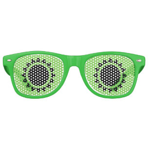 Green   Black Sunflower Adult Retro Party Sunglasses