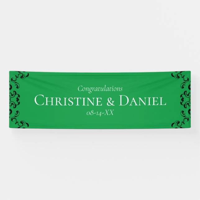 Green & Black Swirl Gothic Wedding Banner (Horizontal)