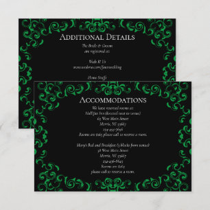 Green & Black Swirl Gothic Wedding Enclosure Card