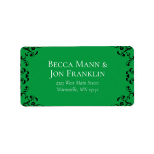 Green & Black Swirl Gothic Wedding Label