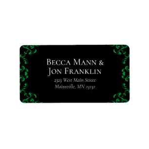 Green & Black Swirl Gothic Wedding Label