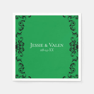 Green & Black Swirl Gothic Wedding Napkin