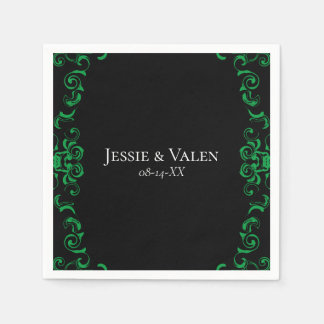 Green & Black Swirl Gothic Wedding Napkin