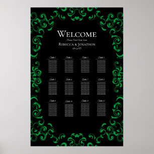 Green Black Swirl Gothic Wedding Poster