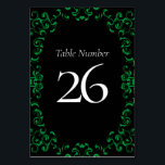 Green & Black Swirl Gothic Wedding Table Number<br><div class="desc">Our beautiful swirl design lends a modern element to this purple and black gothic wedding collection.  Perfect for a dark themed wedding or Halloween affair.</div>