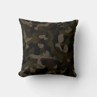 Green, black, taupe and brown camo abstract cushion