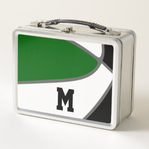 green black team colours basketball player monogra metal lunch box