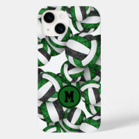 Green black team colours girly volleyballs pattern
