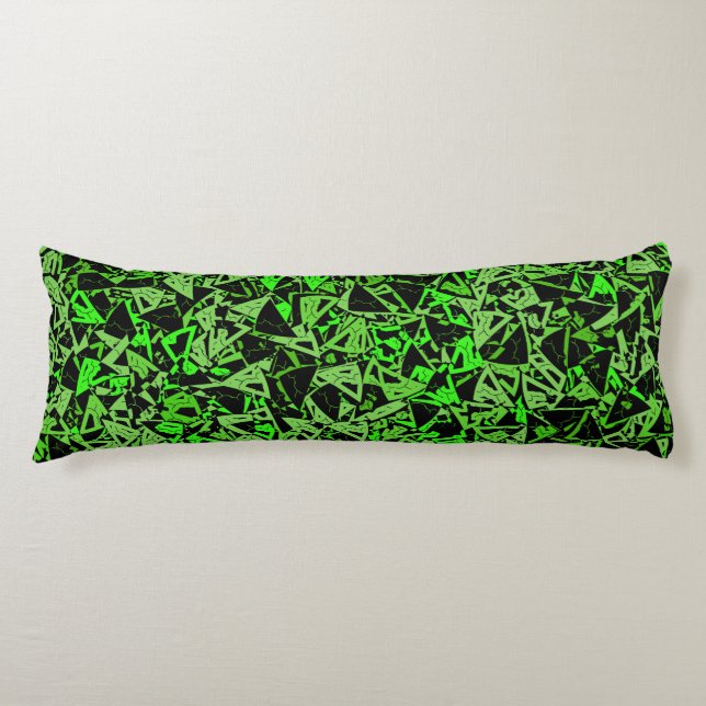 Green Black Triangle Pattern Body Cushion (Front)
